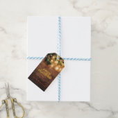 Groene maretak,Slingerlichtjes,Houten Kerst Cadeaulabel (Met Touw)