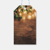 Groene maretak,Slingerlichtjes,Houten Kerst Cadeaulabel (Achterkant)