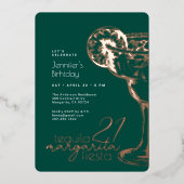 Groene Margarita Fiesta 21ste Verjaardagsfeest Gou Folie Uitnodiging (Voorkant)