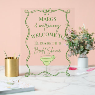 Groene Margs en Huwelijk Bruidsfeest Welkom Acryl Bord