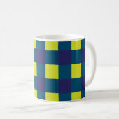 Groene Marine Blauw Checkerboard Koffiemok (Voorkant rechts)