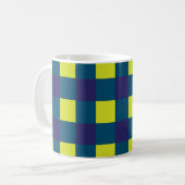 Groene Marine Blauw Checkerboard Koffiemok (Voorkant links)