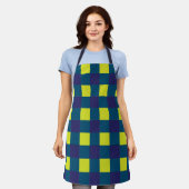 Groene Marine Blauw Checkerboard Schort (Gedragen)