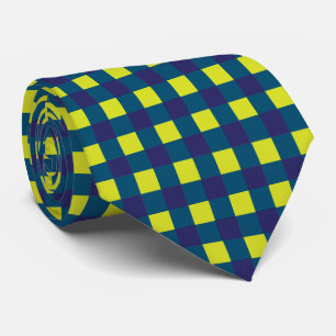 Groene Marine Blauw Checkerboard Stropdas