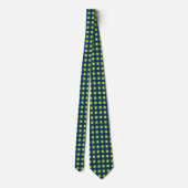 Groene Marine Blauw Checkerboard Stropdas (Achterkant)