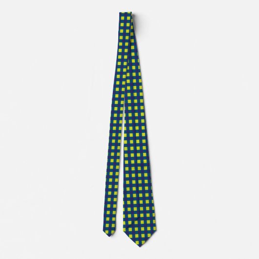 Groene Marine Blauw Checkerboard Stropdas (Achterkant)