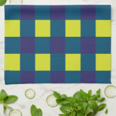 Groene Marine Blauw Checkerboard Theedoek (Gevouwen)