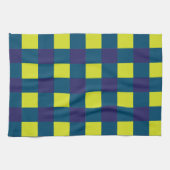 Groene Marine Blauw Checkerboard Theedoek (Horizontaal)