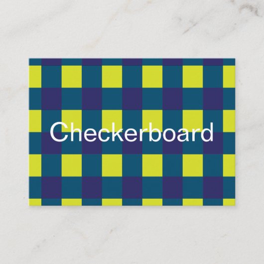 Groene Marine Blauw Checkerboard Visitekaartje (Voorkant)