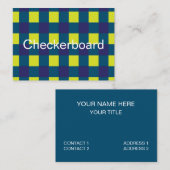 Groene Marine Blauw Checkerboard Visitekaartje (Voorkant / Achterkant)