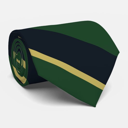 Groene marine en Gold University Stripe II Stropda Stropdas (Opgerold)