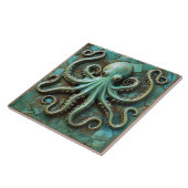 Groene Marine Octopus 3D Effect Aquatisch Tegeltje (Zijkant)