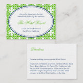 Groene marine ovale kant preppy bruiloft receptie  informatiekaartje (Voorkant / Achterkant)