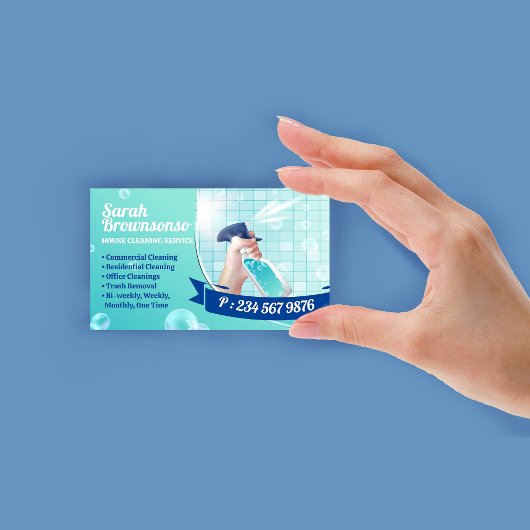 Groene Marine Schoonmaak Wassen Spray Maid Visitekaartje
