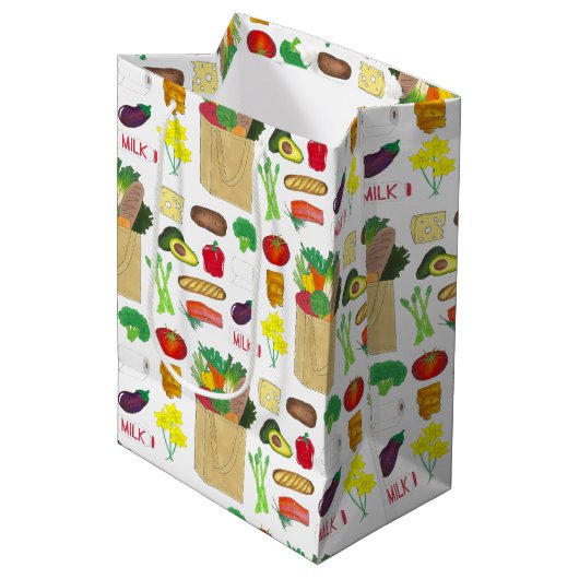 Groene markt kruidenierswinkel fruit groente voedi medium cadeauzakje (Voorkant Gekanteld)