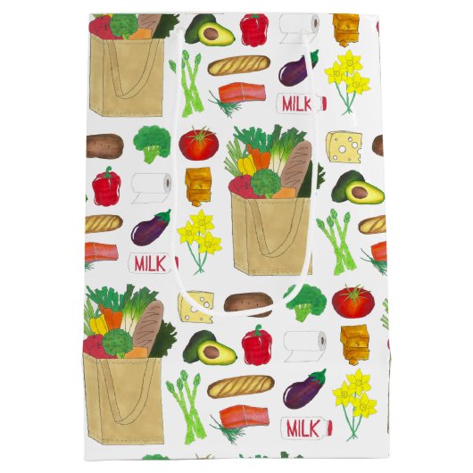 Groene markt kruidenierswinkel fruit groente voedi medium cadeauzakje (Achterkant)