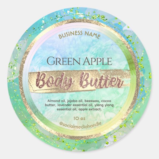 Groene marmer Bronze Gold Body Butter Labels (Voorkant)