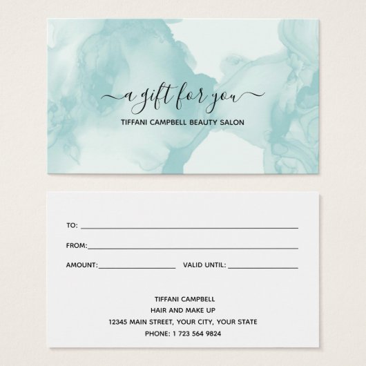 Groene marmer- en Glitter-cadeaubon Visitekaartje (Voorkant /achterkant)