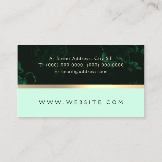 Groene marmer faux textuur gouden streep visitekaartje (Achterkant)