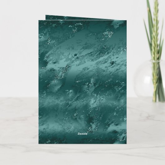 Groene Marmer Gouden Glitter Kerstboom Vrede Kaart (Achterkant)