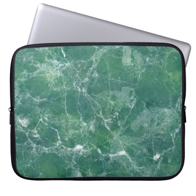 Groene marmer laptop sleeve (Voorkant)