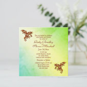 Groene marmer met dragon Fantasy Wedding Kaart (Staand voorkant)