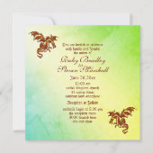 Groene marmer met dragon Fantasy Wedding Kaart (Voorkant)