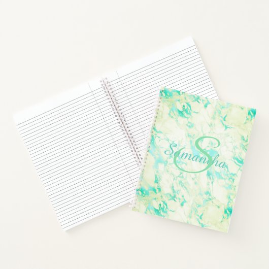  groene marmer-naam op maat notitieboek (Binnen)