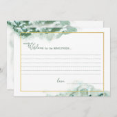 Groene Marmer Ombre Gouden Frame Huwelijks Wijshei Aankondiging (Voorkant / Achterkant)