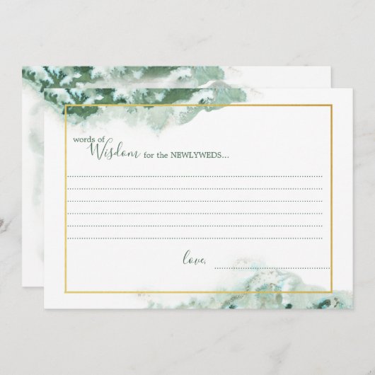 Groene Marmer Ombre Gouden Frame Huwelijks Wijshei Aankondiging (Voorkant / Achterkant)