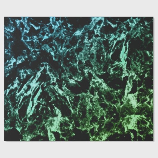 Groene marmer op zwart cadeaupapier (Vlak)