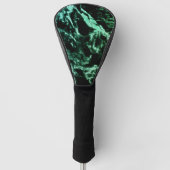 Groene marmer op zwart golfheadcover (Voorkant)
