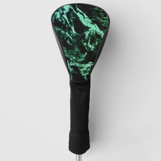 Groene marmer op zwart golfheadcover (Voorkant)