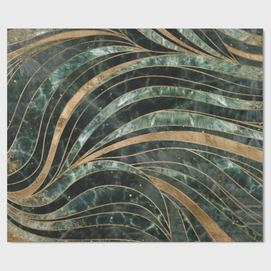 Groene marmer Wavy Pattern Cadeaupapier (Vlak)