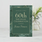 Groene marmeren 60e verjaardag kaart (Staand voorkant)