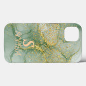 Groene marmeren chique gouden glitter monogram Case-Mate iPhone case (Achterkant (horizontaal))