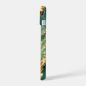Groene marmeren chique gouden glitter monogram iPhone 15 case (Linkerkant)