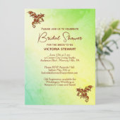 Groene Marmeren Draak  Bruidsuitnodiging Kaart (Staand voorkant)