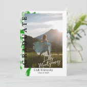 Groene Marmeren Foto Afstudeer Uitnodiging (Staand voorkant)