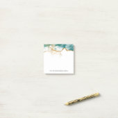 Groene marmeren Gouden Glitter Alcohol Inkt Post-i Post-it® Notes (Op bureau)