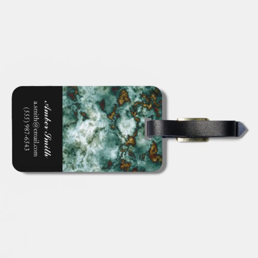Groene marmertextuur met vinnen bagagelabel (Achterkant horizontaal)