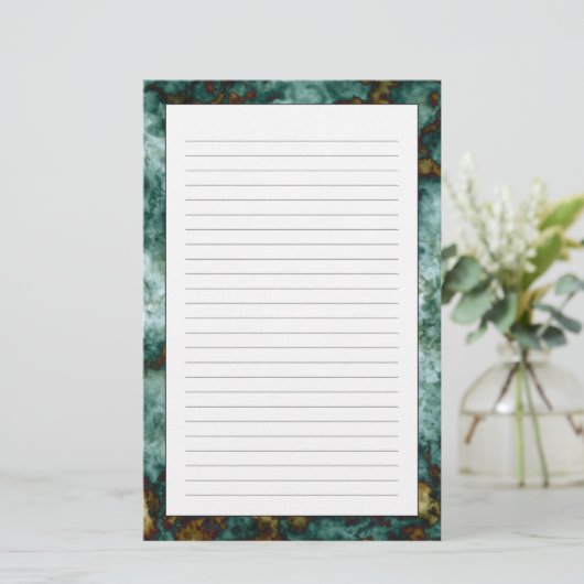 Groene marmertextuur met vinnen briefpapier (Staand voorkant)