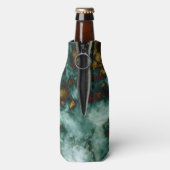Groene marmertextuur met vinnen flesjeskoeler (Fles Achterkant)