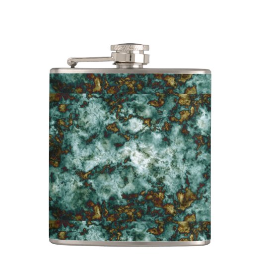 Groene marmertextuur met vinnen heupfles (Voorkant)