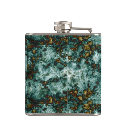 Groene marmertextuur met vinnen heupfles (Achterkant)