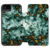 Groene marmertextuur met vinnen incipio iPhone portemonnee hoesje (Agenda Open)