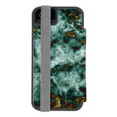 Groene marmertextuur met vinnen incipio iPhone portemonnee hoesje (Agenda Achterkant)
