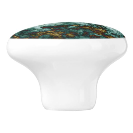 Groene marmertextuur met vinnen keramische knop (Zijkant)