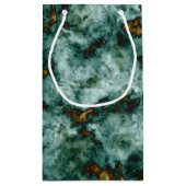 Groene marmertextuur met vinnen klein cadeauzakje (Achterkant)