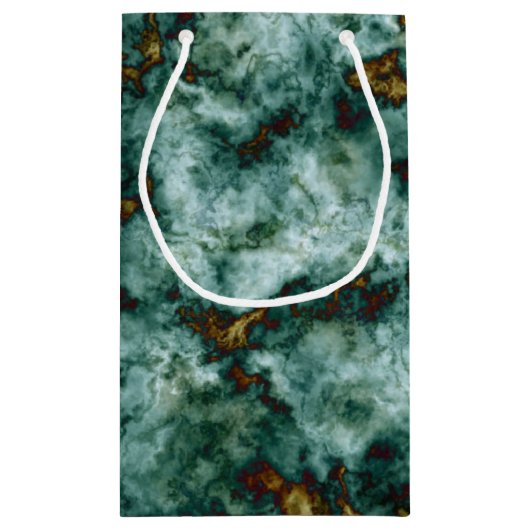 Groene marmertextuur met vinnen klein cadeauzakje (Achterkant)